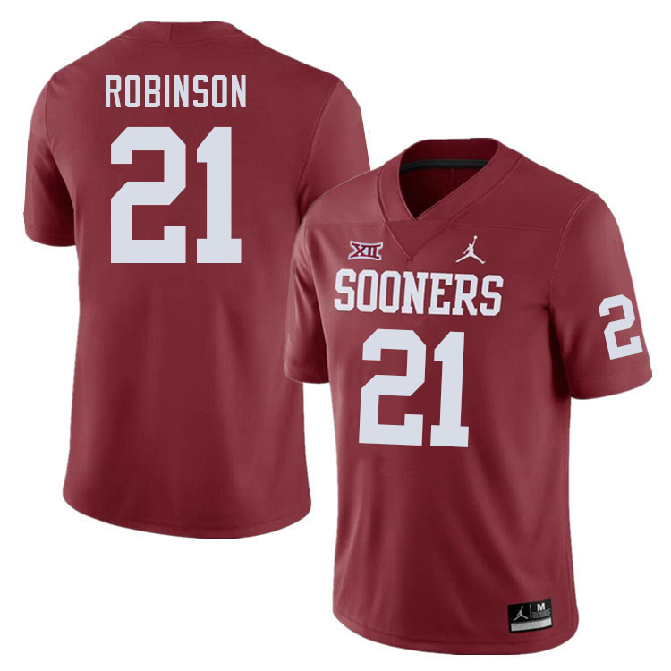 Men #21 Xavier Robinson Oklahoma Sooners College Football Jerseys Stitched-Crimson